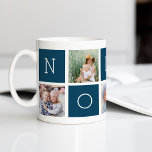 Custom Nonno Großvater 5 Foto Collage Kaffeetasse<br><div class="desc">Gestalten Sie einen süßen Sake für Großvater diesen Vatertag oder Großelterntag mit diesem einfachen Design,  das fünf Ihrer Lieblings-Instagram-Fotos enthält,  in einem Collage-Layout mit abwechselnden Quadraten in dunkelblau angeordnet und "Nonno" ausdrückt. Personalisieren Sie mit den Lieblings-Fotos seiner Enkel für ein wertvolles Geschenk für Nonno.</div>