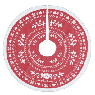 Custom Nordic Christmas Tree Skirt Polyester Weihnachtsbaumdecke