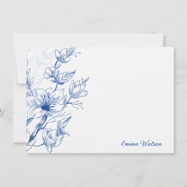 Custom Note Card Blue Magnolia Mitteilungskarte (Vorderseite)