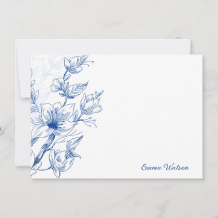 Custom Note Card Blue Magnolia Mitteilungskarte