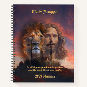 Custom Notebook Jesus Lion Sunset Cross Hintergrun Notizbuch