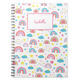 Custom Notebook With Name Rainbow Design for Girls Notizblock