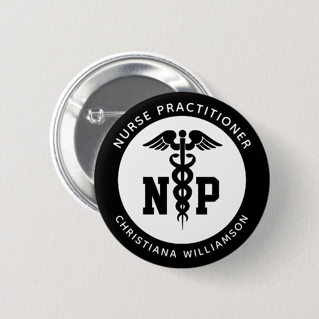 Custom NP Nurse Practitioner Abschluss Caduceus Button (Vorne & Hinten)