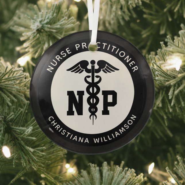 Custom NP Nurse Practitioner Abschluss Caduceus Ornament Aus Glas (InSitu)