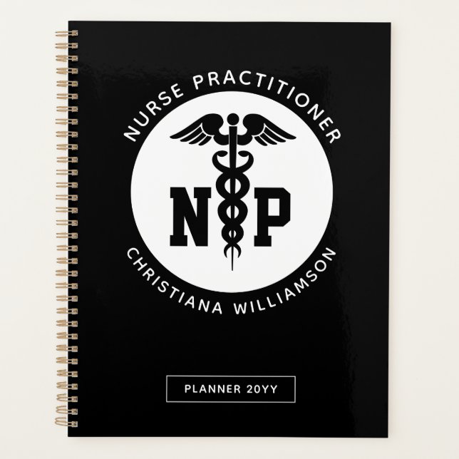 Custom NP Nurse Practitioner Abschluss Caduceus Planer (Vorderseite)