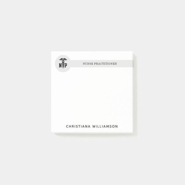 Custom NP Nurse Practitioner Abschluss Caduceus Post-it Klebezettel (Vorderseite)