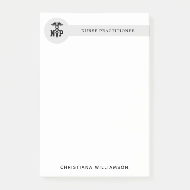 Custom NP Nurse Practitioner Abschluss Caduceus Post-it Klebezettel (Vorderseite)