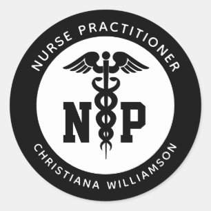Custom NP Nurse Practitioner Abschluss Caduceus Runder Aufkleber