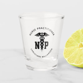Custom NP Nurse Practitioner Abschluss Caduceus Schnapsglas