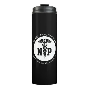 Custom NP Nurse Practitioner Abschluss Caduceus Thermosbecher