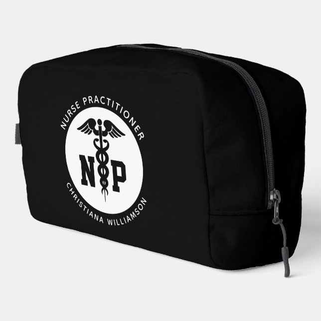 Custom NP Nurse Practitioner Abschluss Caduceus Waschbeutel (Rechte Ecke)