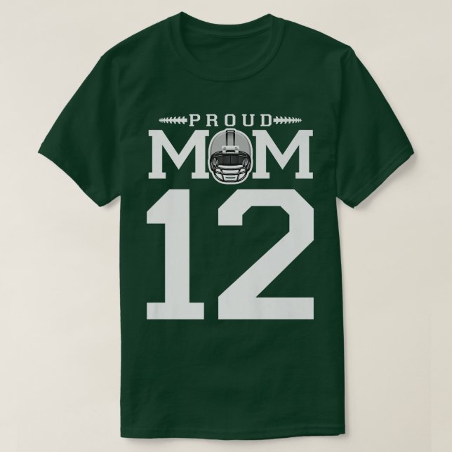 Custom Number 12 Proud Football Mom Personalized F T-Shirt (Design vorne)