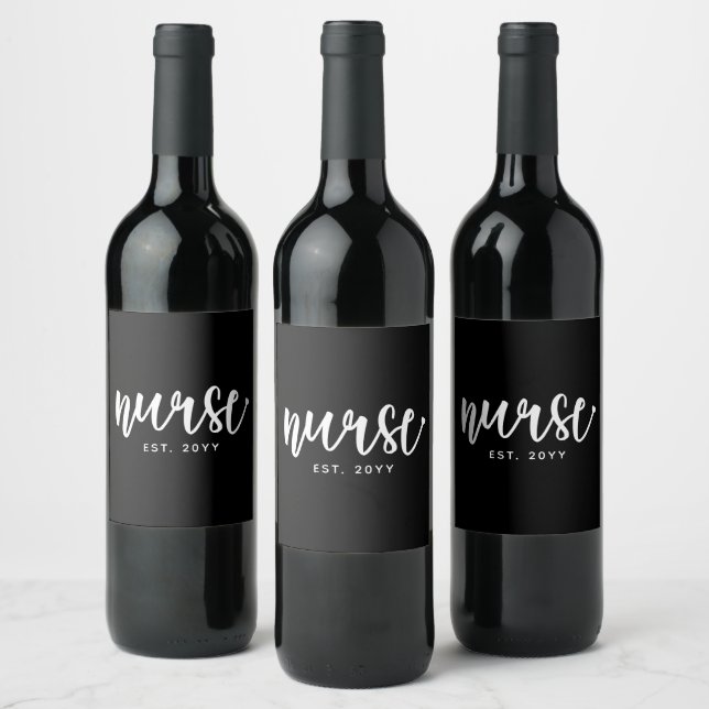 Custom Nurse Est Typografy Nurse RN Abschluss Weinetikett (Flaschen)