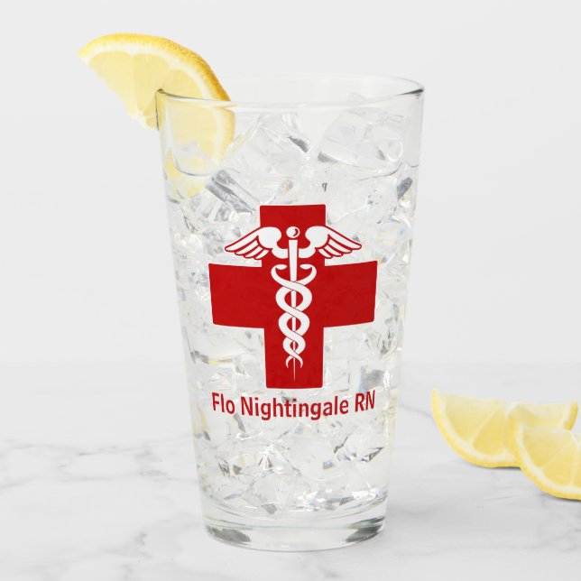 Custom Nurse oder Doctor Caduceus Cross Glas (Vorderseite Ice)