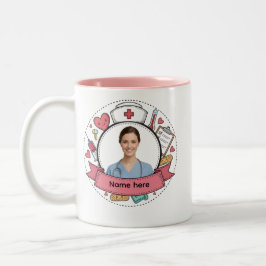Custom Nurse Photo Mug with Name Zweifarbige Tasse