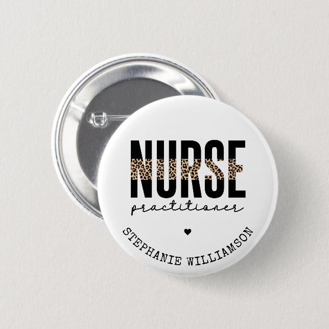 Custom Nurse Practitioner NP cheetah Abschluss Button (Vorne & Hinten)