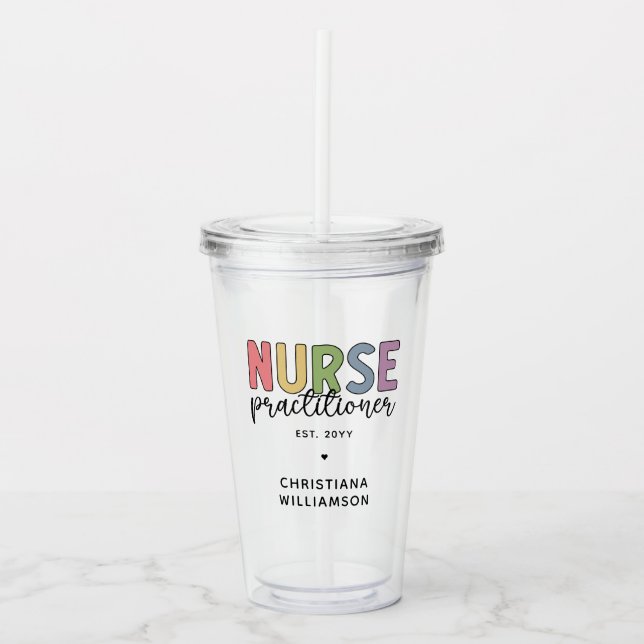 Custom Nurse Practitioner NP Nurse Abschluss Acryltrinkbecher (Vorderseite)