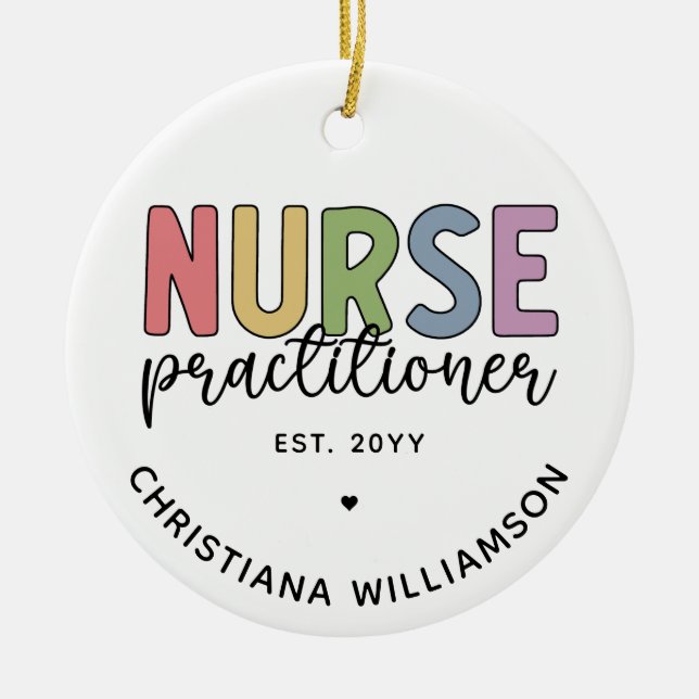 Custom Nurse Practitioner NP Nurse Abschluss Keramik Ornament (Vorne)