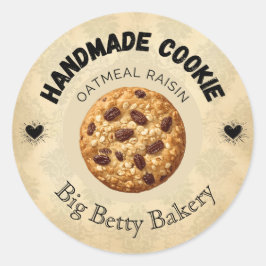 Custom Oatmehl Raisin Cookie Labels | Personalisie Runder Aufkleber