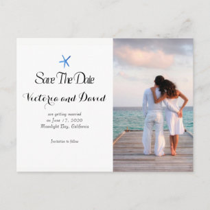 Custom Ocean Blue Beach Hochzeit Save the Date Ankündigungspostkarte