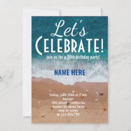 CUSTOM OCEAN SEA SHORE LET'S CELEBRATE PARTY EINLADUNG