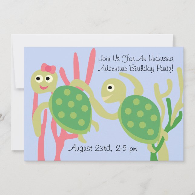 Custom Ocean Turtles Undersea Birthday Einladung (Vorderseite)