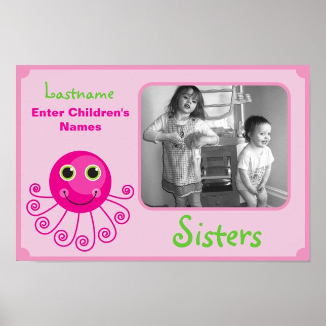 Custom Octopus Big Sister Child's Name Poster (Vorne)