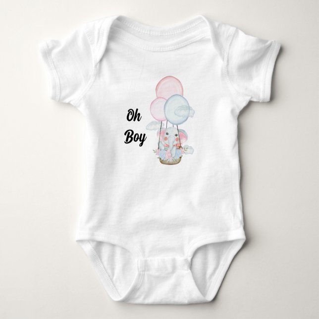 Custom oh Baby oh Junge Elephant Baby Bodysuit Strampler (Vorderseite)