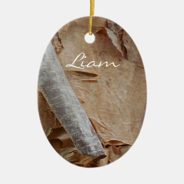 Custom Ojibwe Birch Bark Weihnachtsdekorationen Keramik Ornament (Vorne)