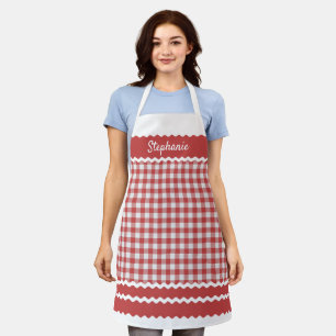 Custom Old Red White Hütte Gingham Kariert Schürze