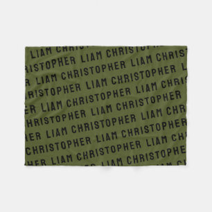 Custom Olive Green Personalisiert Name Baby Dusche Fleecedecke