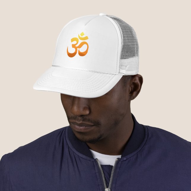 Custom Om Mantra Symbol Mens Weiße Truckerkappe (Beispiel)