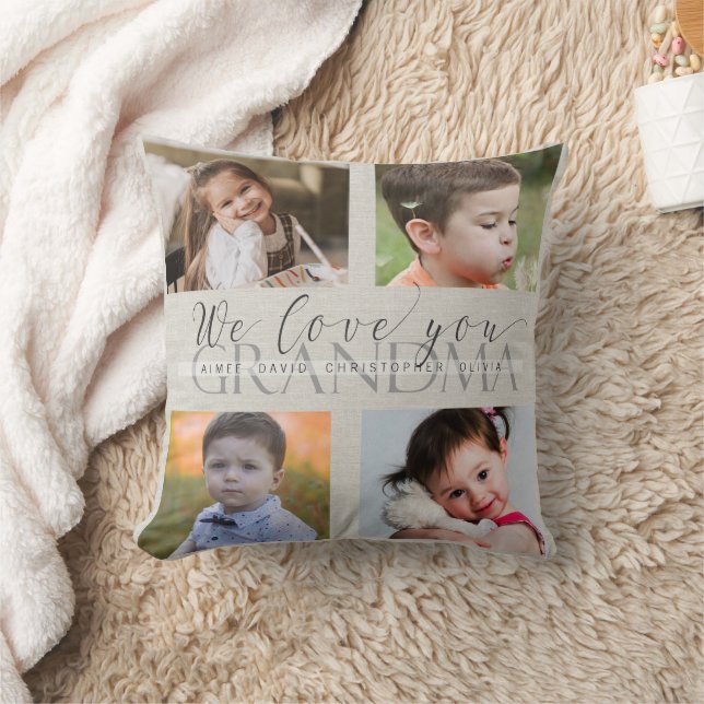 Custom Oma Oma Grandchildren Fotos Kissen (Decke)