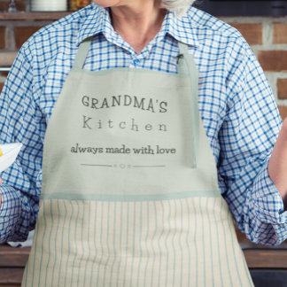 Custom Oma's Kitchen Cream & Pale Blue Streifen Schürze