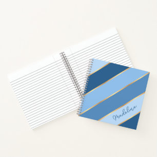 Custom Ombre Dark Medium Light Blue Streifen Notizbuch