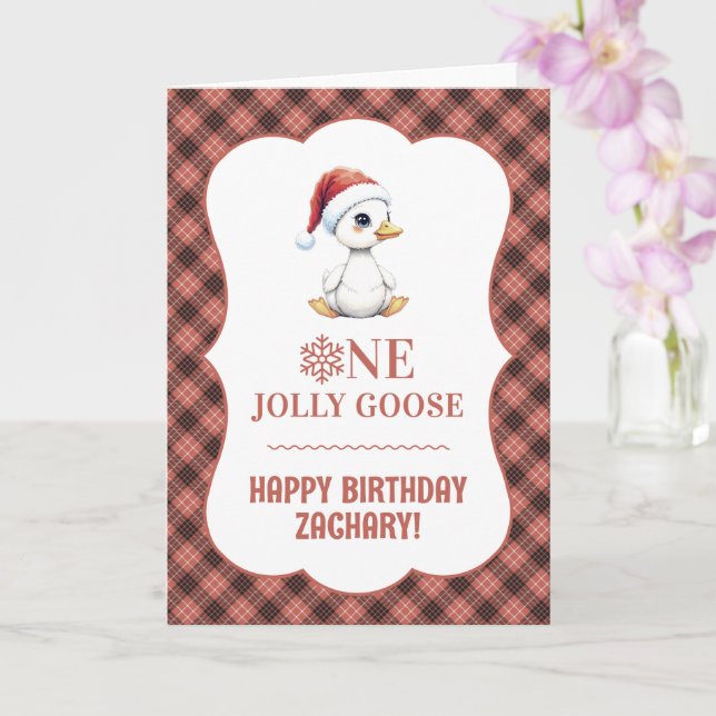 Custom One Jolly Goose December First Birthday Karte (Orchidee)