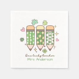 Custom One Lucky Teacher School Party Serviette