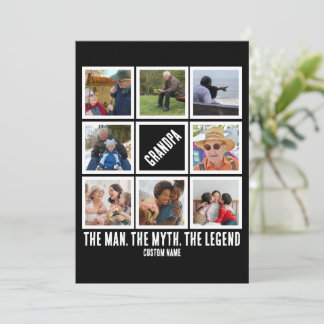 Custom Opa der Mann Mythos Legende 8 Foto Collage Feiertagskarte