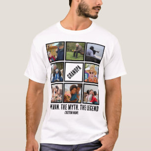 Custom Opa der Mann Mythos Legende 8 Foto Collage T-Shirt
