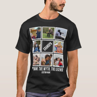 Custom Opa der Mann Mythos Legende 8 Foto Collage T-Shirt
