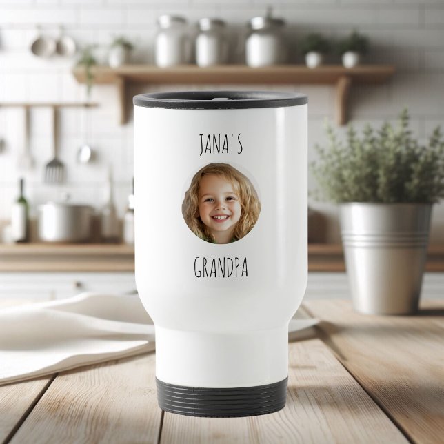 "Custom Opa | Personalisiertes Foto Travel Mug" Reisebecher (Von Creator hochgeladen)