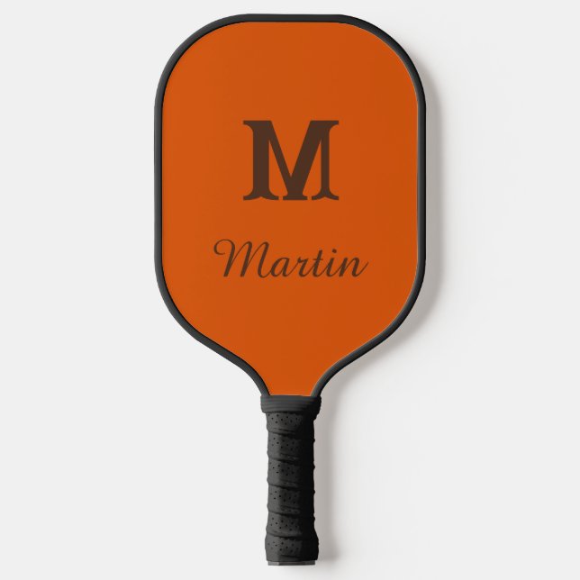Custom orang and brown monogram name pickleball schläger (Vorderseite)
