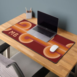 Custom Orange Dark Maroon Red Retro Art Muster Schreibtischunterlage