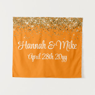 Custom Orange Gold Wedding Backdrop Foto Stand Wandteppich