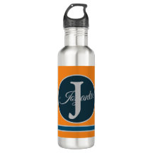 Custom orange greay blue Monogram Elegant