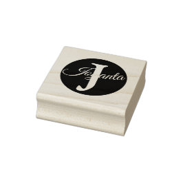 Custom  orange greay blue Monogram Elegant Gummistempel