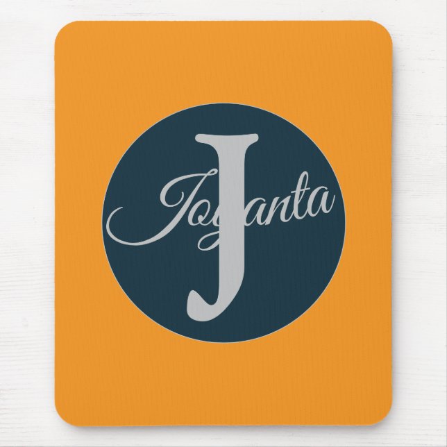 Custom  orange greay blue Monogram Elegant Mousepad (Vorne)