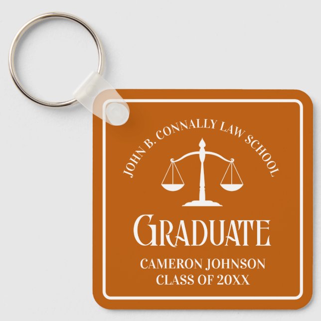 Custom Orange Law School Abschluss Keepake Schlüsselanhänger (Vorderseite)