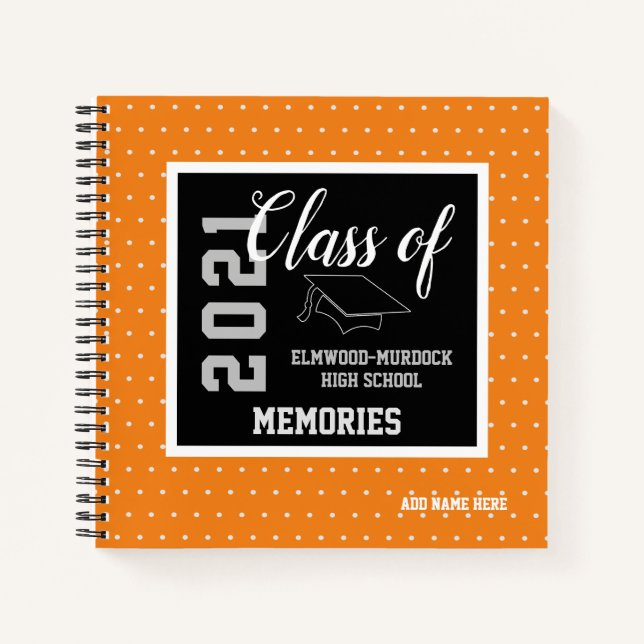 Custom Orange Senior Class 2021 High School  Notizbuch (Vorderseite)