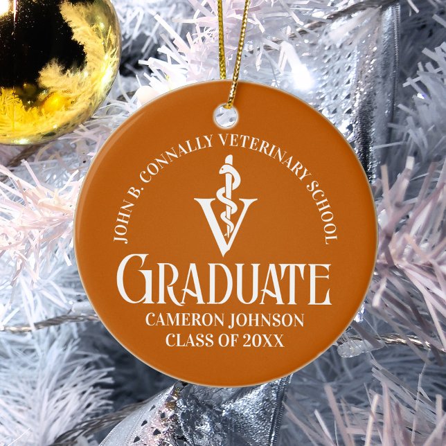 Custom Orange Veterinary School Abschluss Gift Keramik Ornament (Von Creator hochgeladen)